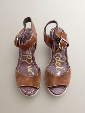 Sam Edelman Brown Suede Wedge Sandals with Buckle